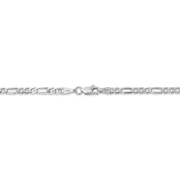 3mm, 14k White Gold, Flat Figaro Chain Necklace, 20 Inch